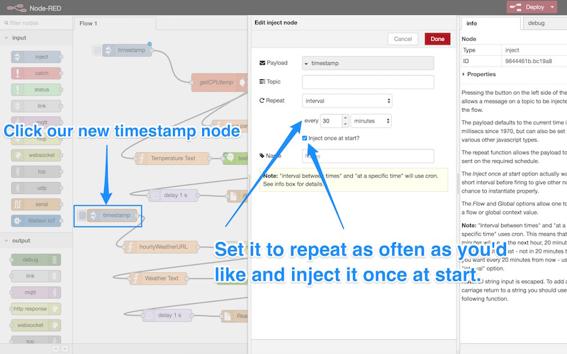 Set our other node to repeat every 30 minutes