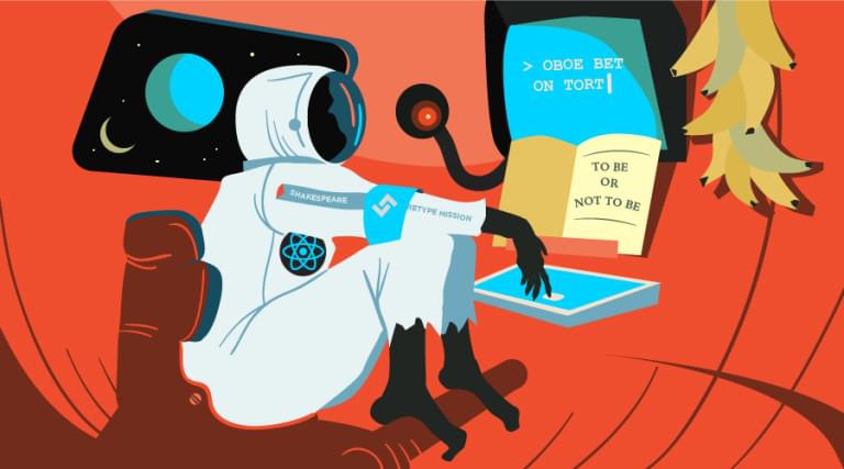 Monkey in a spacesuit typing code into a terminal