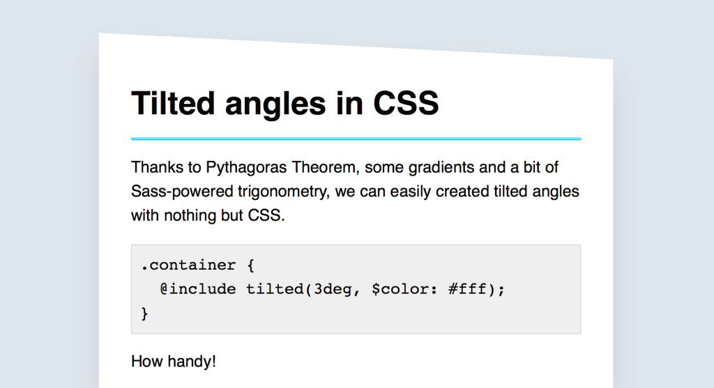 Illustration of a tilted angle in CSS