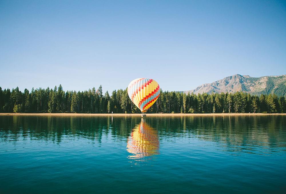 Hot air balloon on the water