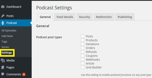 Seriously Simple Podcast Settings