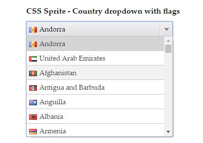 screenshot of dropdown box styled with flag images