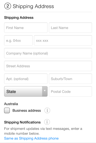 Figure 1 - Apple shipping address form