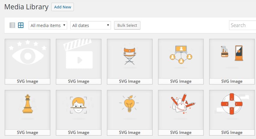 WordPress svg library after