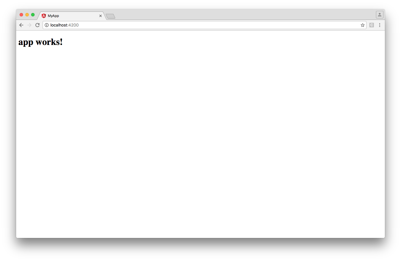 Angular CLI: Browser window showing 'app works!' text