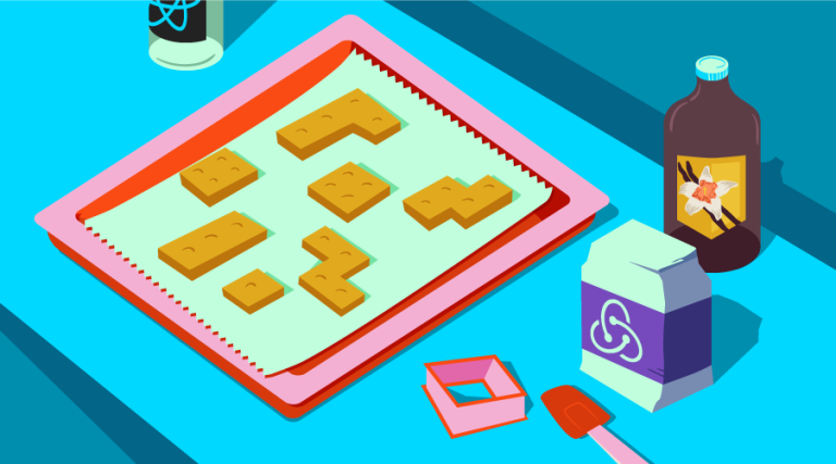 Cookies in the shape of tetris blocks on a baking tray