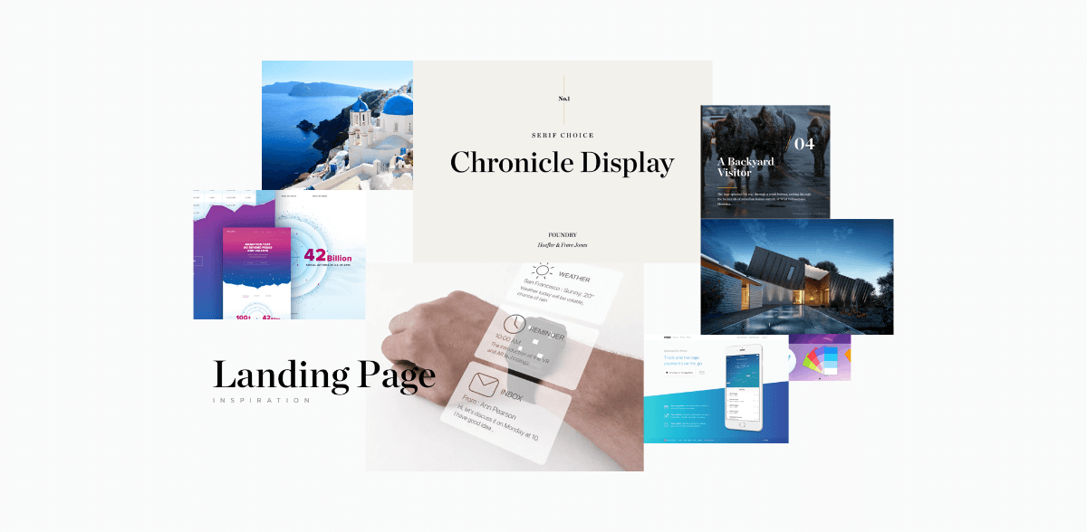 Moodboard with Chronicle Display and bright blue colours