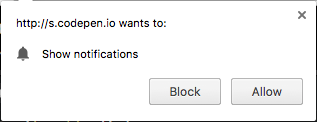 Popup letting the user to allow or block browser notifications