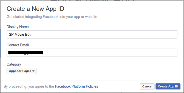 Screenshot of the 'Create a New App ID' form