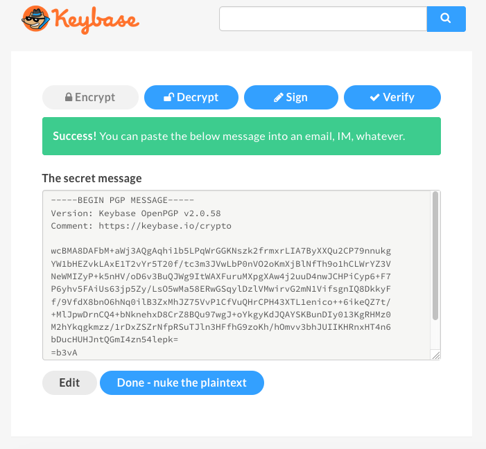 Keybase Web Encryption