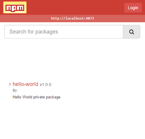 Registry Browser showing hello-world package