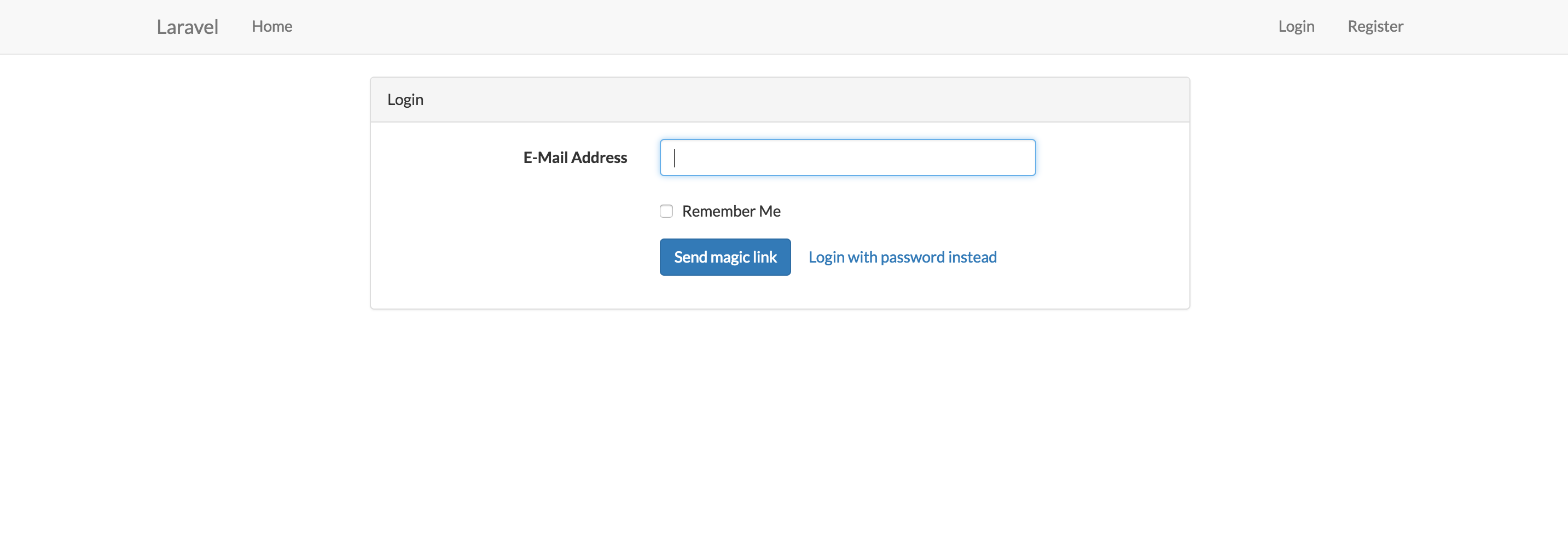 Example of view with login form