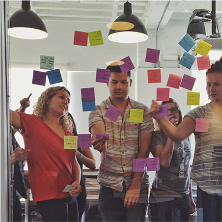 Yes, these are actually some of our good looking employees putting post-it notes up in our office. How else would you rebrand?