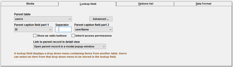 user lookup field