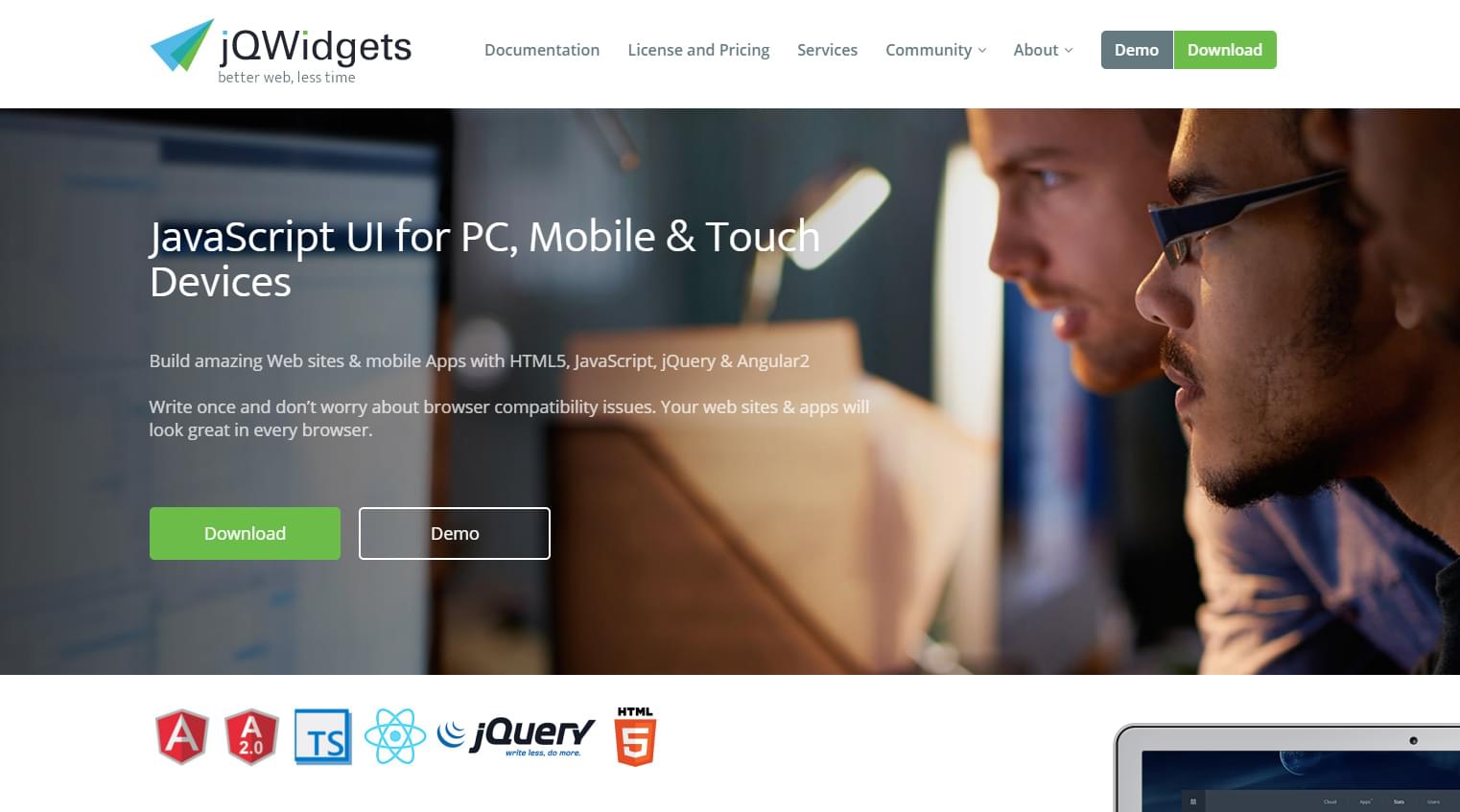 JQwidgets homepage intro image