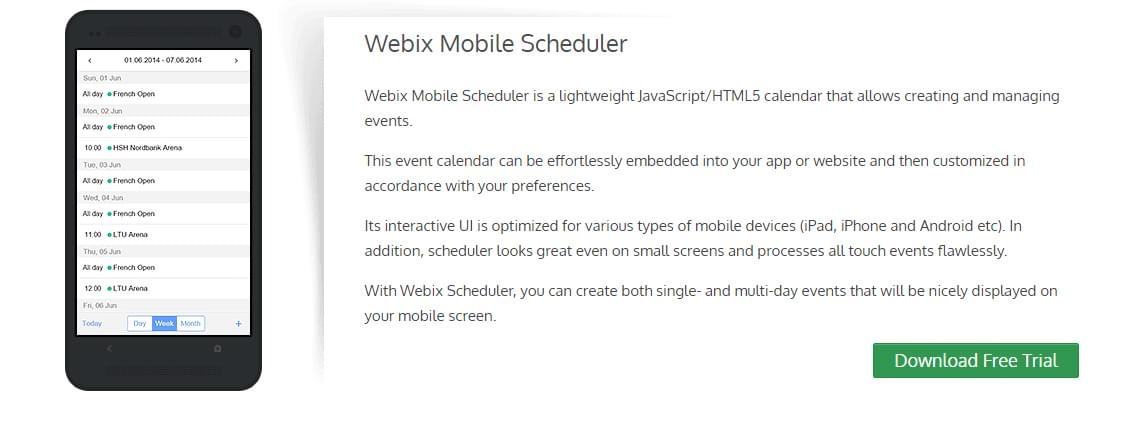 Calendar screenshot for Webix