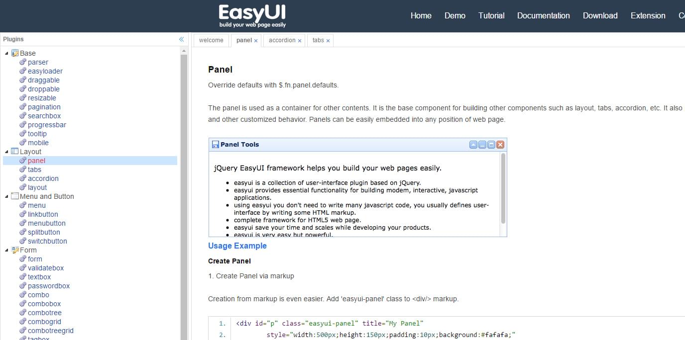 EasyUI Documentation Image