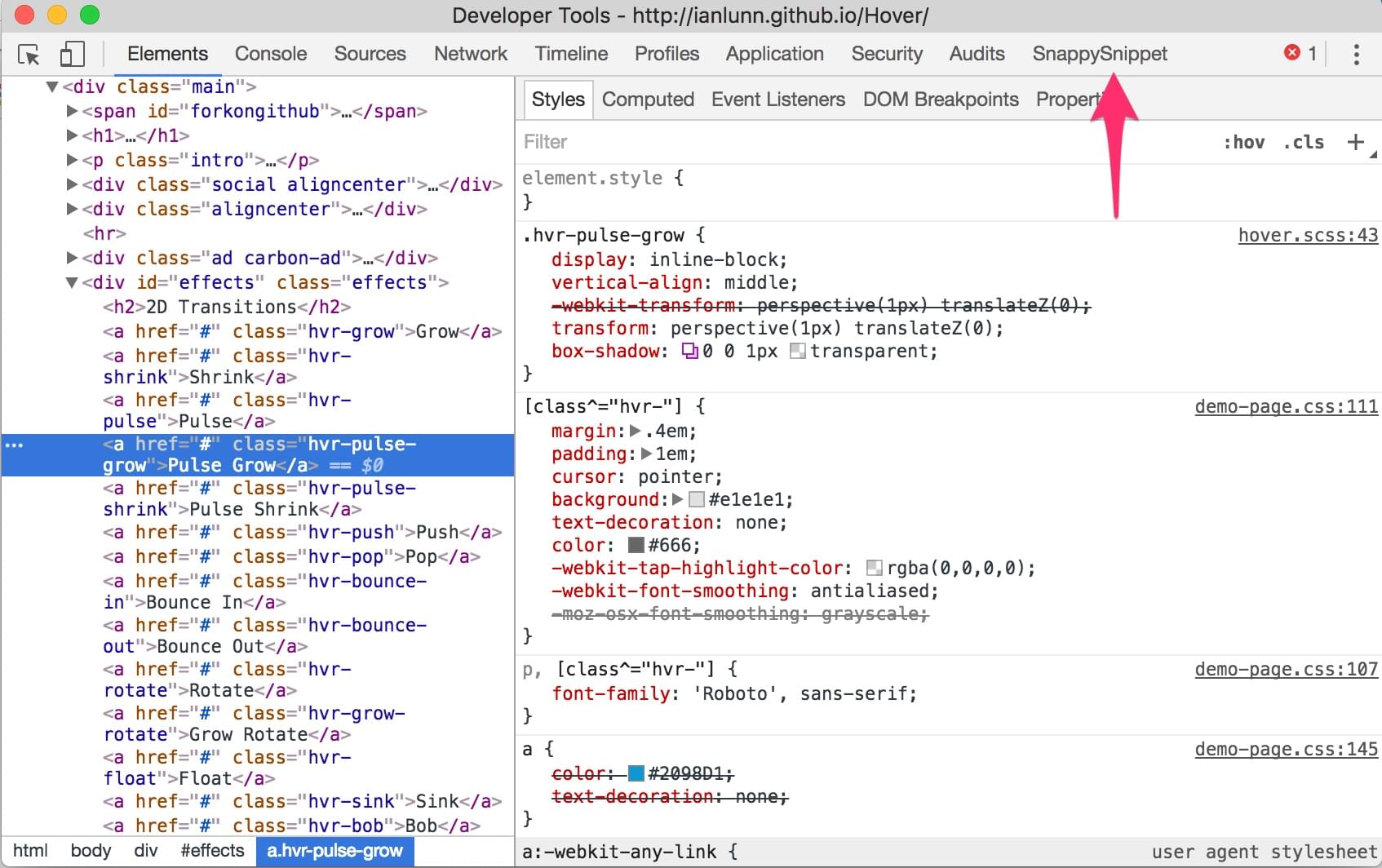 Chrome Devtools - Snappy Snippet