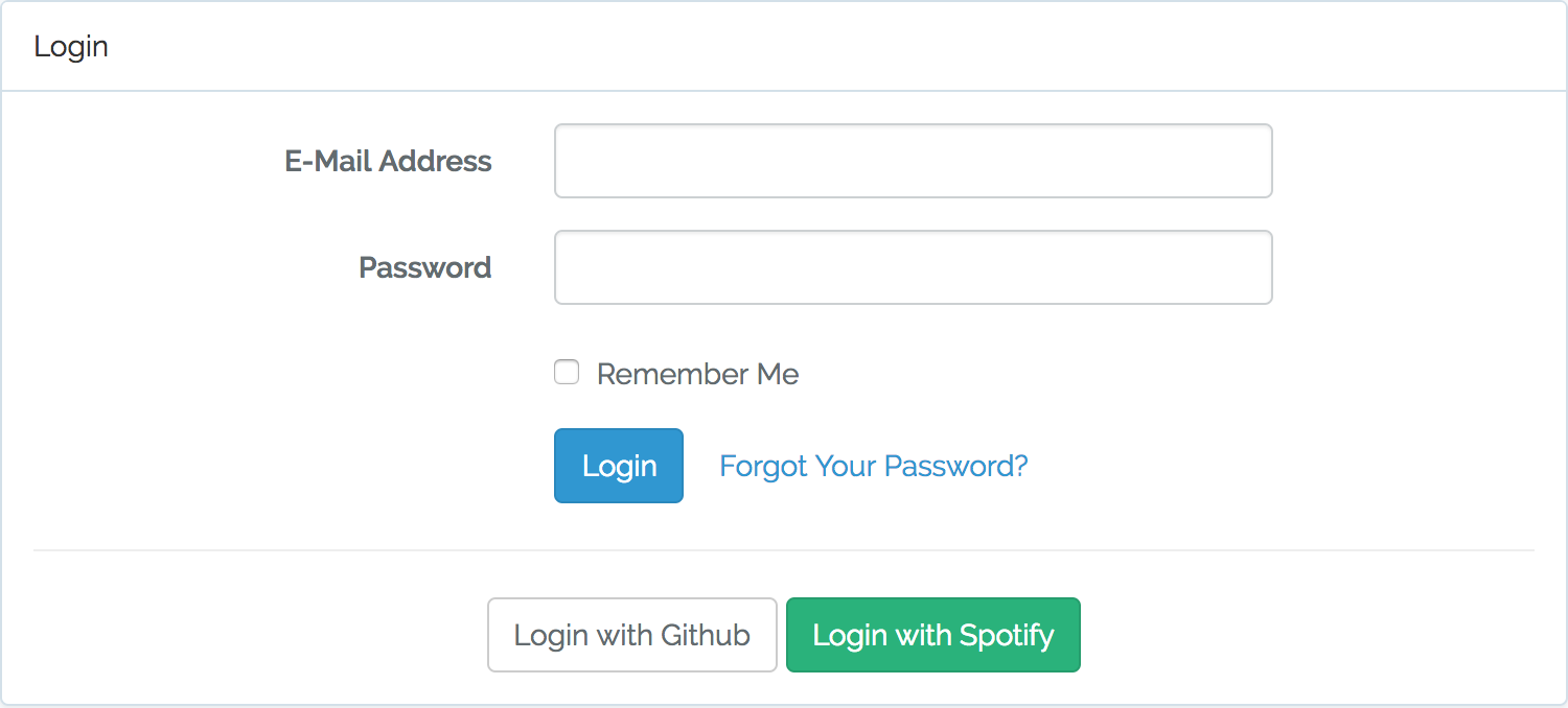 Login page with Spotify link