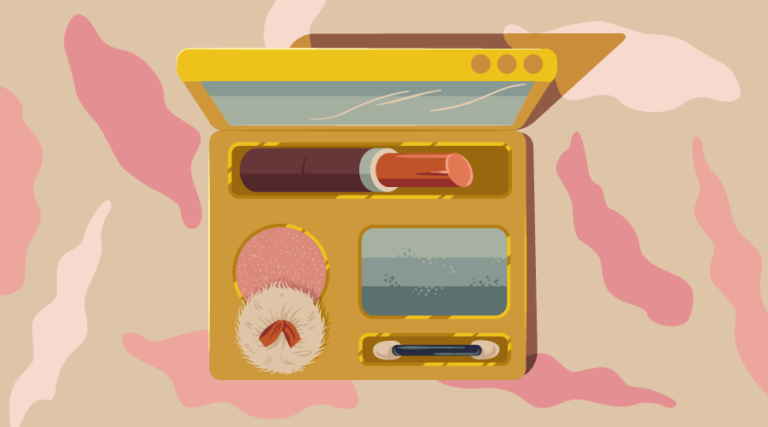 A cosmetics kit with various 'styled-components'