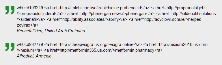 Screenshot of a pharma-scam from an infected website.