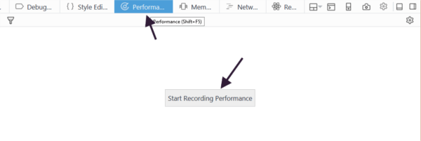 Performance panel in Firefox Developer Tools.