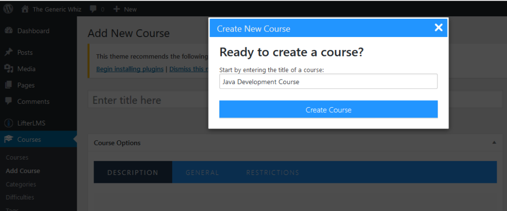 Create a course