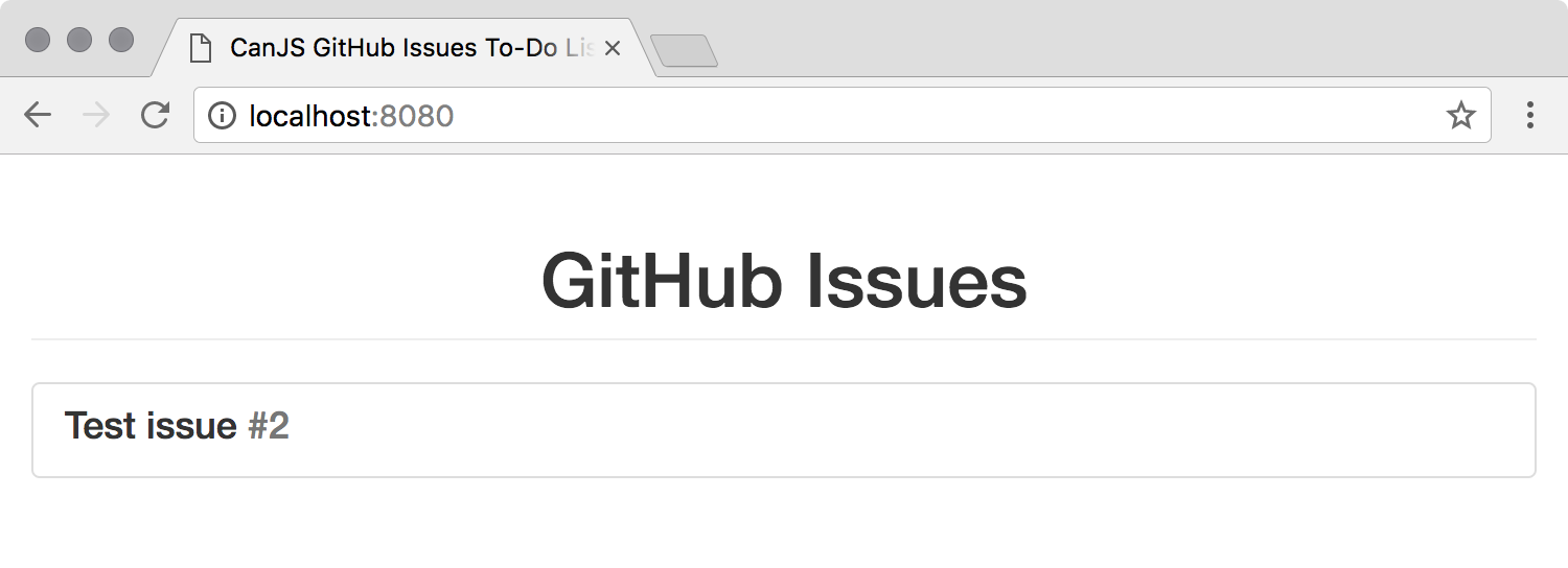 Screenshot of the example app with a list of GitHub issues