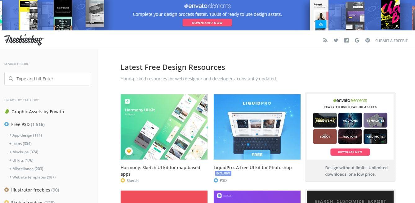 Freebiesbug - free design tools and resources