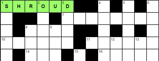 Crossword with completed word