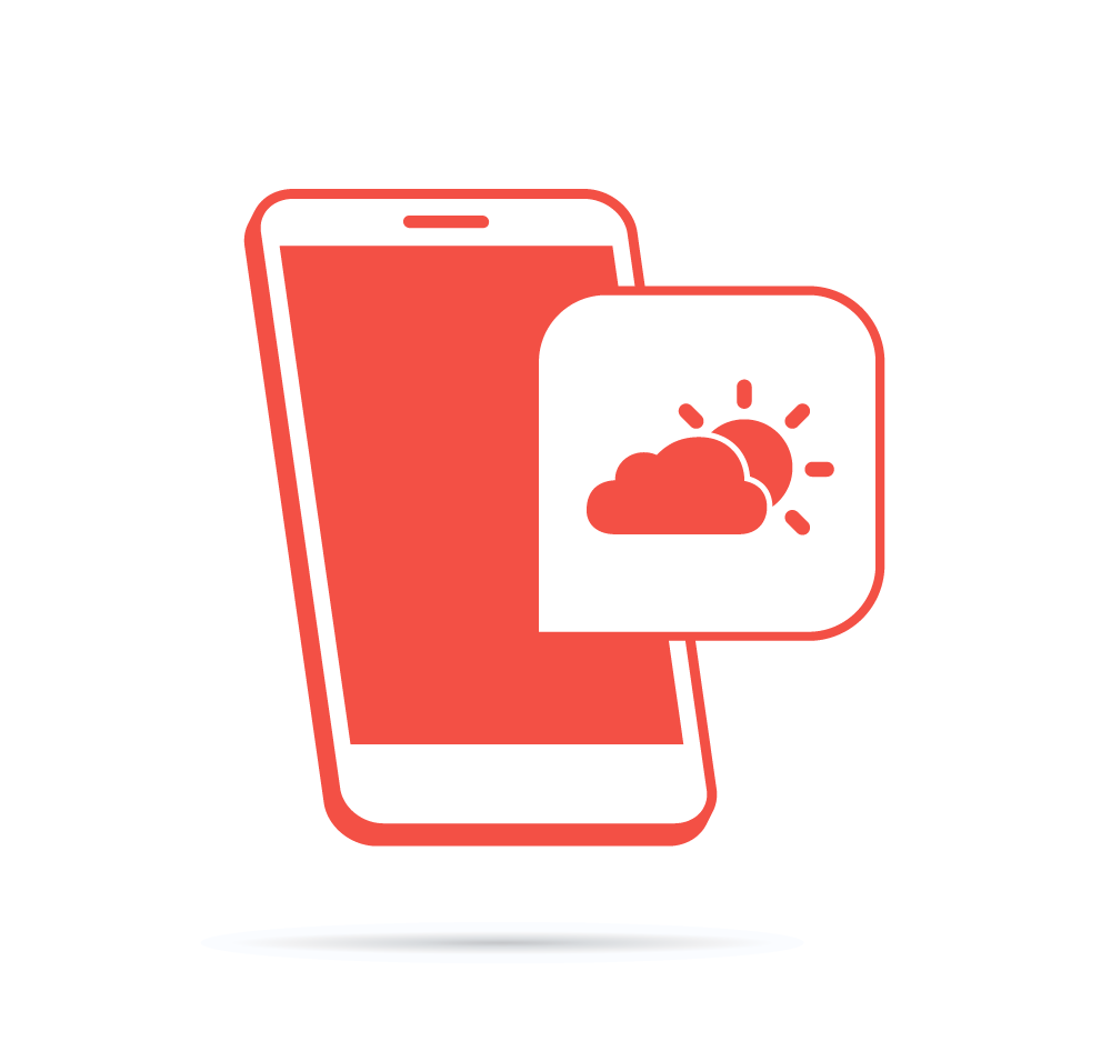 Vector icon of phone with weather icon overlaid