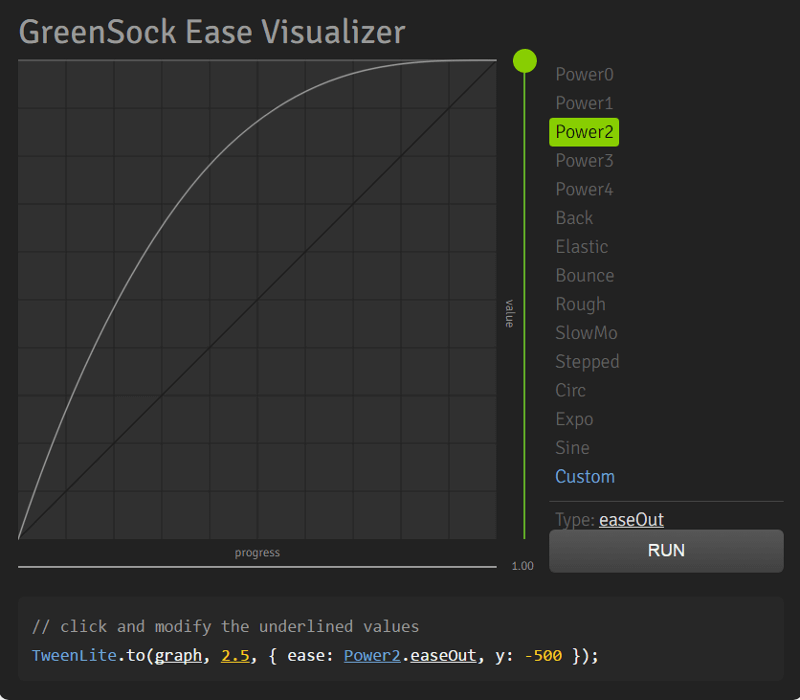 GreenSock's Ease Visualizer Tool.