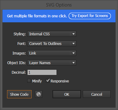 Export dialog