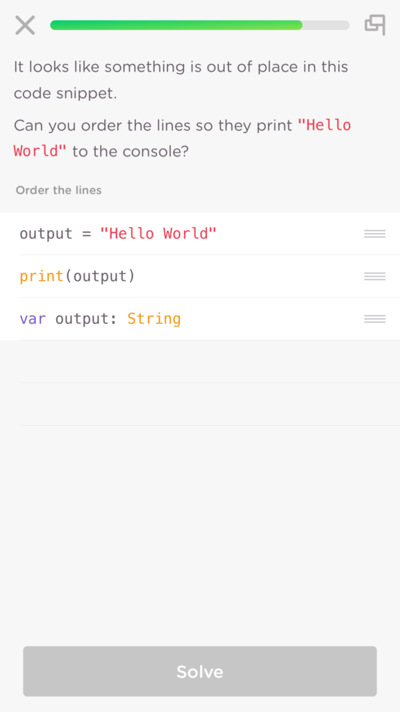 A re-ordering of Swift code