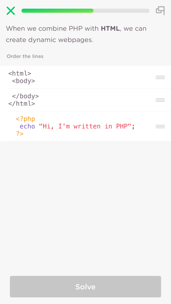A re-ordering of PHP and HTML code