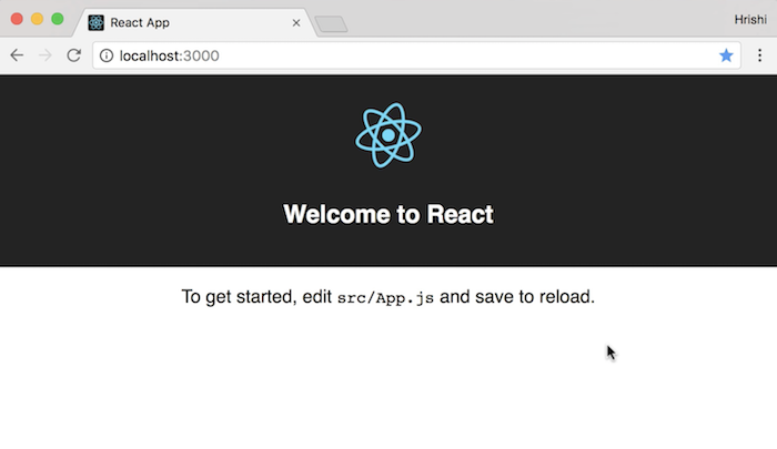 Homepage of a new app generated by Create React App
