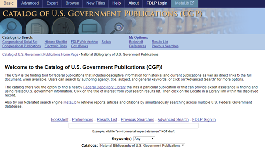 The Catalog of U.S. Government Publications