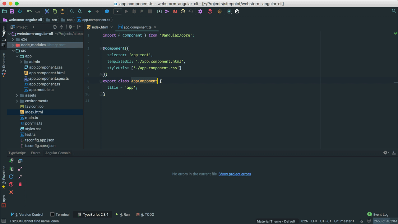 WebStorm and Angular: TypeScript recommendations