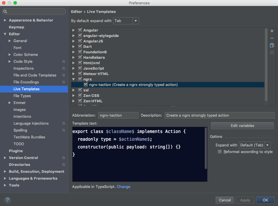 WebStorm and Angular: Use Live Templates