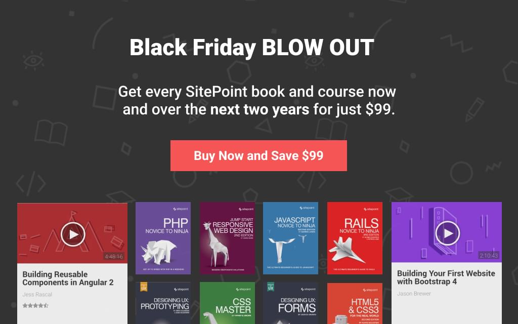 Black Friday: 50% off the best library in web development and design!