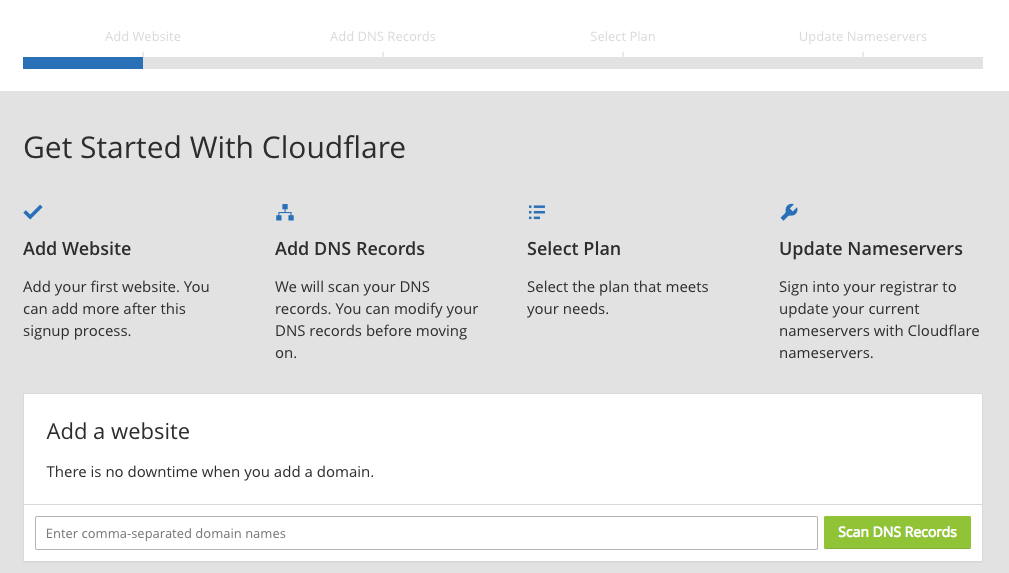 Cloudflare setup screen