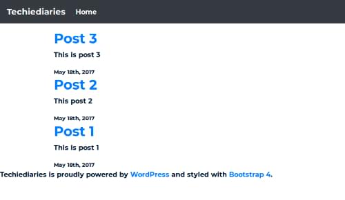 Our Bootstrap-based WordPress theme as it’s rendered in the browser