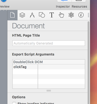 Export Script options in the Document Inspector