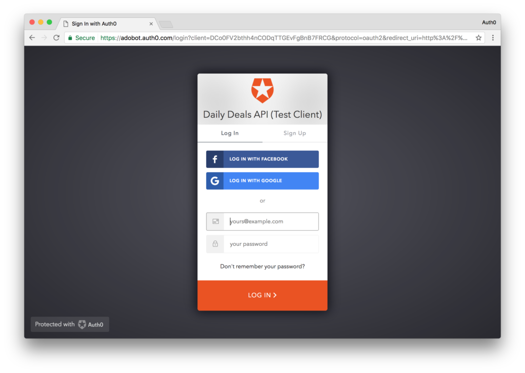 Auth0 centralized login