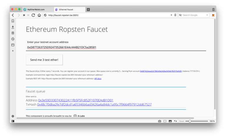 ethereum testnet open walllet