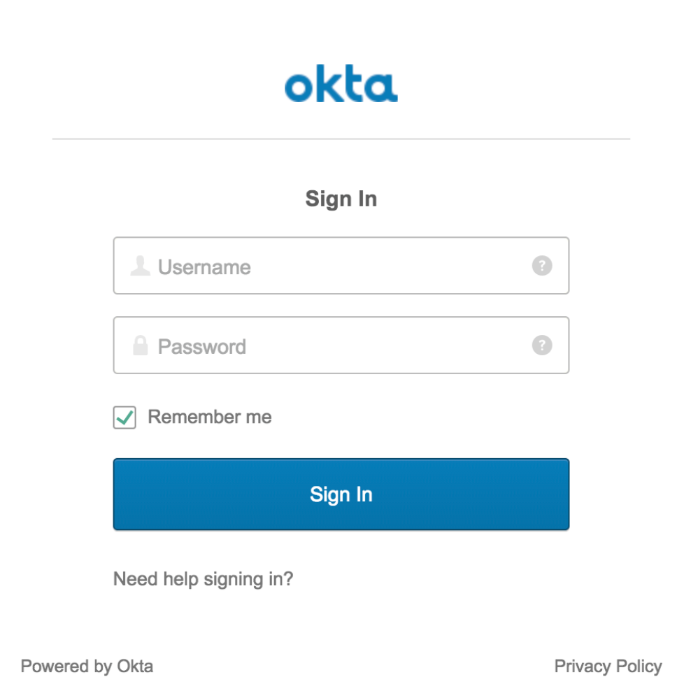 Okta sign in