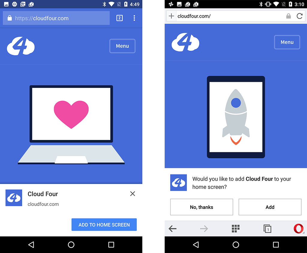 Adding a PWA to your home screen