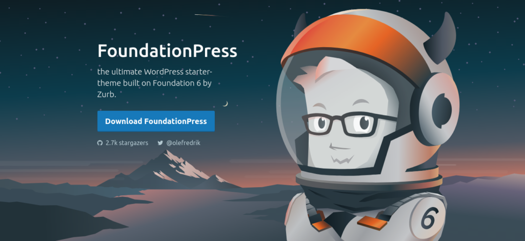 Capture d'écran de la page d'accueil de FoundationPress