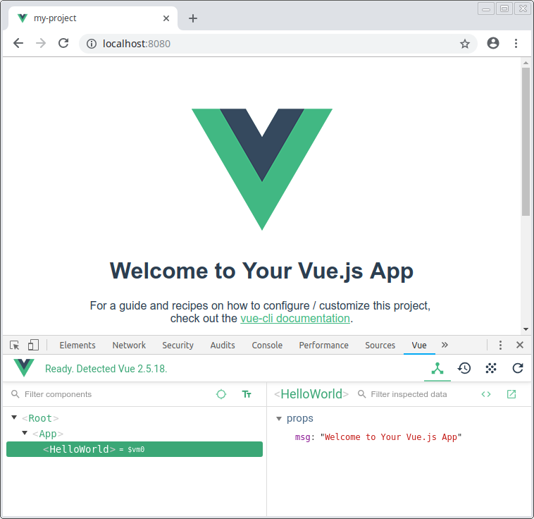 Vue browser tools displaying a component tree