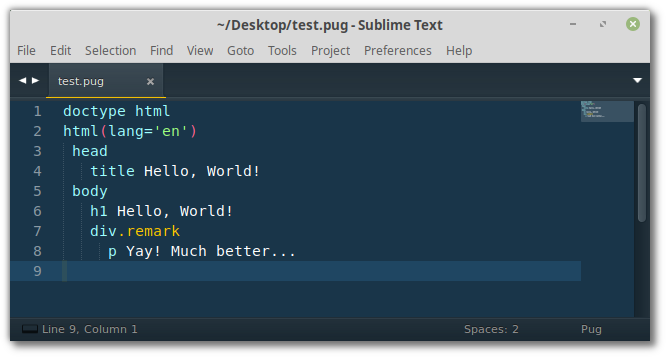 Pug with syntax highlighting
